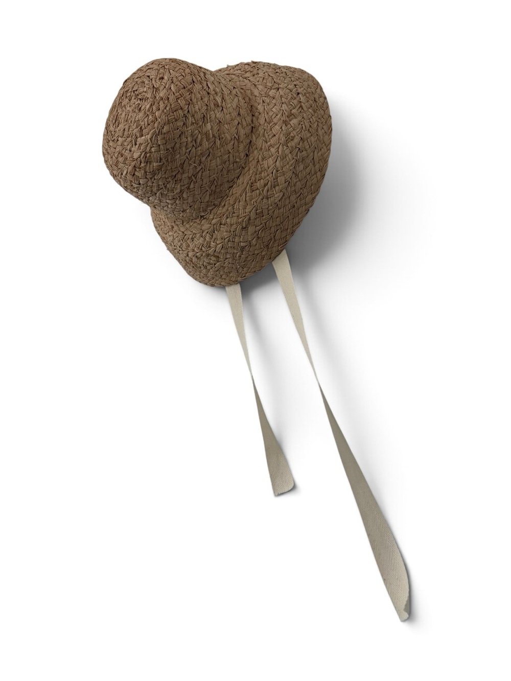Woven Hat with Chin Ties - Brown